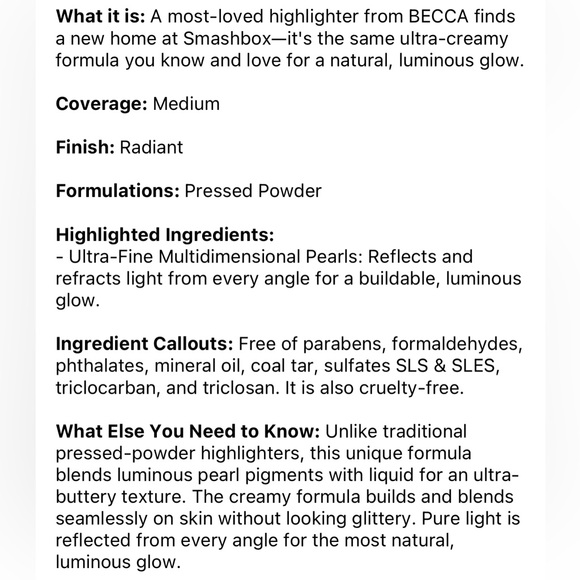 Smashbox x BECCA Shimmering Skin Perfector Pressed -CHAMPAGNE POP *NWOB - Picture 12 of 13